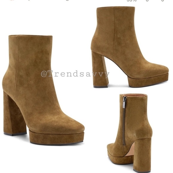 JESSICA SIMPSON Kaiyah Suede Platform Booties Leather Ankle Boots Shoes 8 NWT
